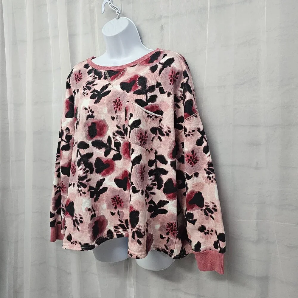Dip Sweatshirt Grunge Floral Punk Goth Casual Pink Black 2X NWT - Picture 6 of 13
